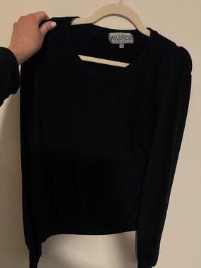 Wildfox Black Long Sleeve Crewneck Top